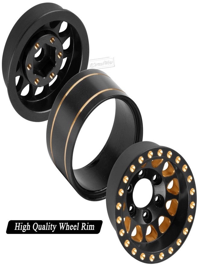 RCarmubWow RC 1.0 Beadlock Wheels 1.0 Beadlock Tires for RC Crawler 1/18 TRX4M,1/24 SCX24,1.0 Beadlock Wheels and Tires Brass Wheels w/Soft Sticky Rubber Tires,4pcs,Style B - Image 5